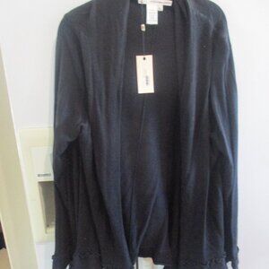 new nwt long black cardigan artsy cotton rayon xl
